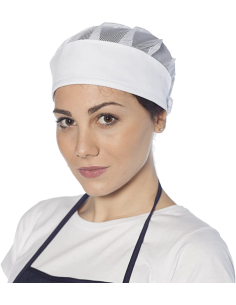 Cuffia Bianca da Donna con Rete in Poliestere e Cotone |...