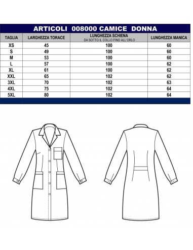 Camice da Medico Donna Bianco 100% Cotone...