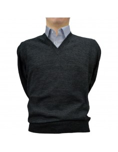 Maglione collo a V Grigio Antracite