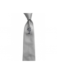 Cravatta Grigio Perla Con Logo A. Mantegna