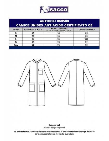 Camice da Laboratorio Bianco Antiacido Certificato CE | Isacco