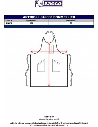 Grembiule da Sommelier Nero Antimacchia 100% Poliestere 220 g/m² 101x96 cm | ISACCO