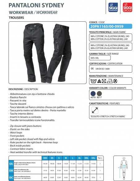 Pantalone da Lavoro SYDNEY (Primavera/Estate)