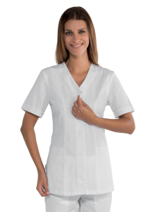 Casacca Sion Bianca da Lavoro Estetista e Sanitaria 100% Cotone 190 g/m² | ISACCO – Donna Mezza Manica