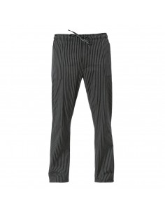 Pantalone da Cuoco Gessato Nero con Coulisse 100% Cotone...