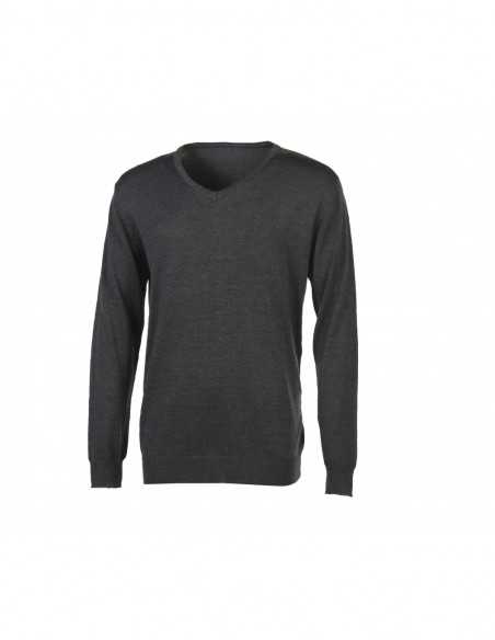 Maglione collo a V Grigio Antracite