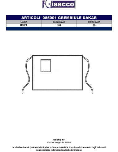 Grembiule da Cameriere Nero Modello DAKAR con...