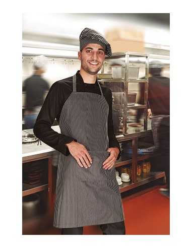 Grembiule Gessato Nero con Tasca