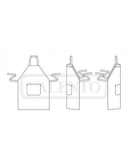 Grembiule Gessato Nero con Tasca