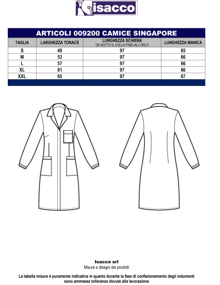 Camice da Medico Bianco da Donna SINGAPORE | Isacco