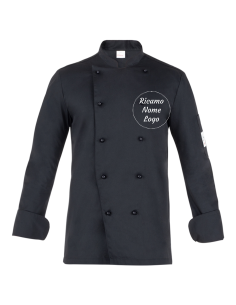 Giacca da Cuoco Nera 100% Cotone | Manica Lunga e Ricamo...