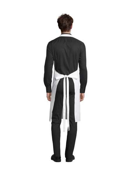 Grembiule Bianco GAMMA in Cotone Biologico con Pettorina e Tasca