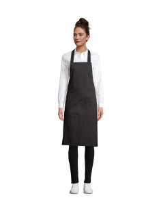 Grembiule Grigio Scuro GAMMA in Cotone Biologico con Pettorina e Tasca