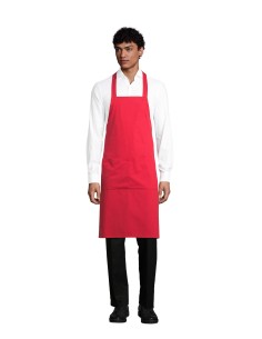 Grembiule Rosso GAMMA in Cotone Biologico con Pettorina e Tasca