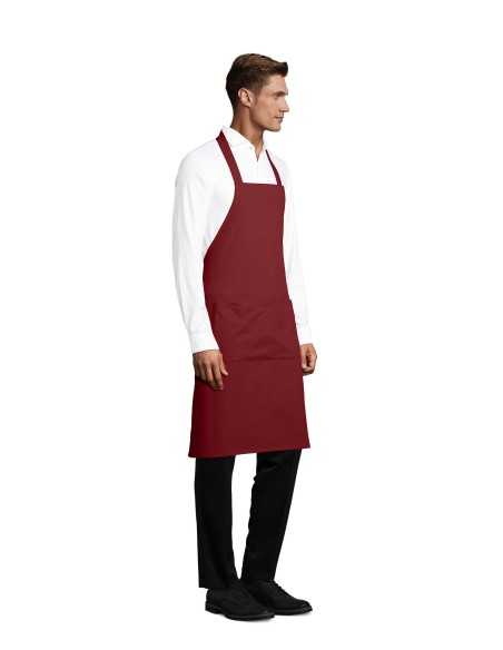 Grembiule Bordeaux GAMMA in Cotone Biologico con Pettorina e Tasca