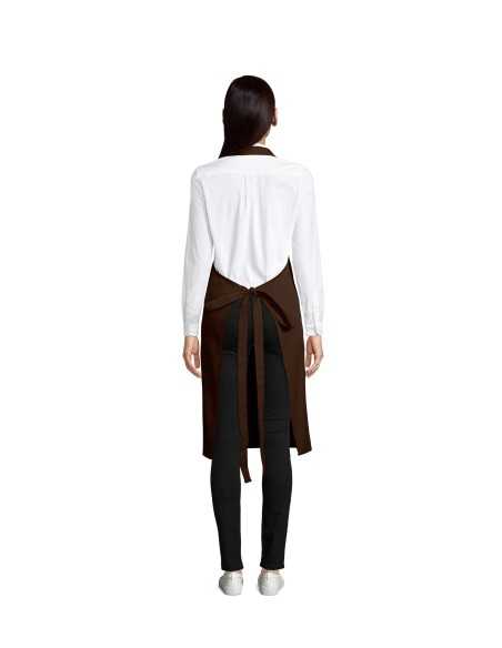 Grembiule Marrone Scuro GAMMA in Cotone Biologico con Pettorina e Tasca