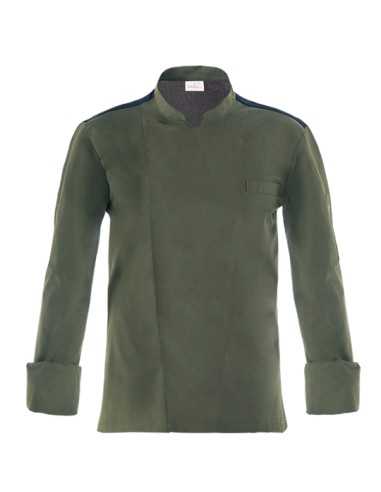 Giacca da Cuoco Verde Militare Raul Slim Manica Lunga - Giblor’s