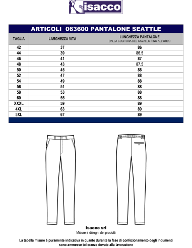 Pantalone da Uomo Cameriere Nero Seattle 100%...