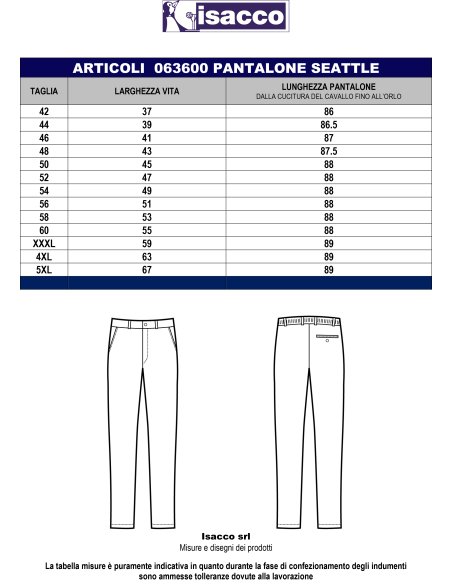 Pantalone da Donna Cameriera Nero Seattle 100% Poliestere - Isacco