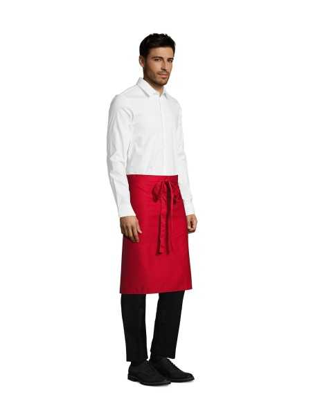 Grembiule da Lavoro Rosso GREENWICH Senza Pettorina con Ampia Tasca