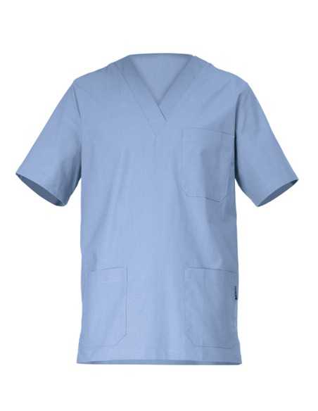 Casacca da Uomo Piero Celeste – Giblors, Manica Corta, Scollatura a V, 100% Cotone