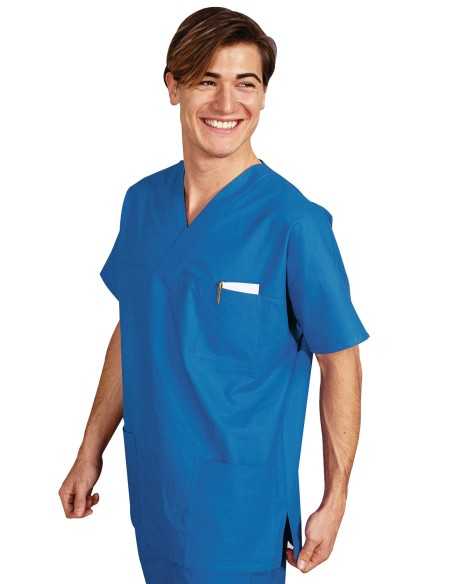 Casacca collo a V Azzurra 100% Cotone | ISACCO – ULTIMI PEZZI