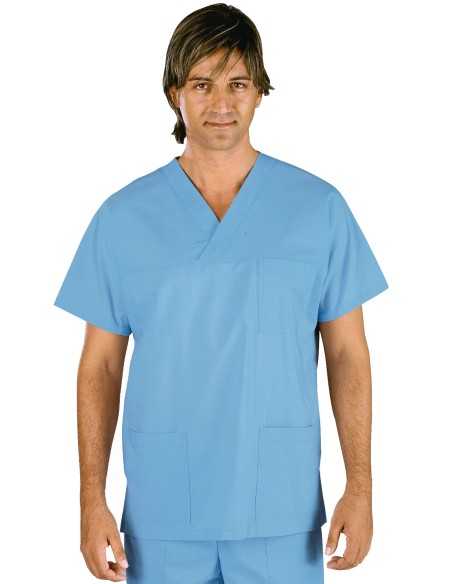 Casacca collo a V Celeste 100% Cotone | ISACCO – ULTIMI PEZZI