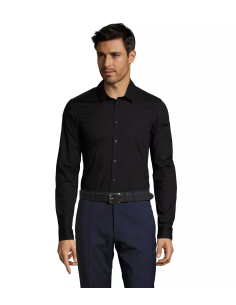Camicia Nera Uomo Stretch Senza Taschino Modello BLAKE MEN | SOL’S – Ideale per Camerieri