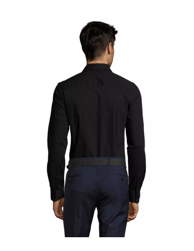 Camicia Nera Uomo Stretch Senza Taschino...