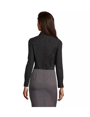 Camicia Nera Donna Stretch Senza Taschino...