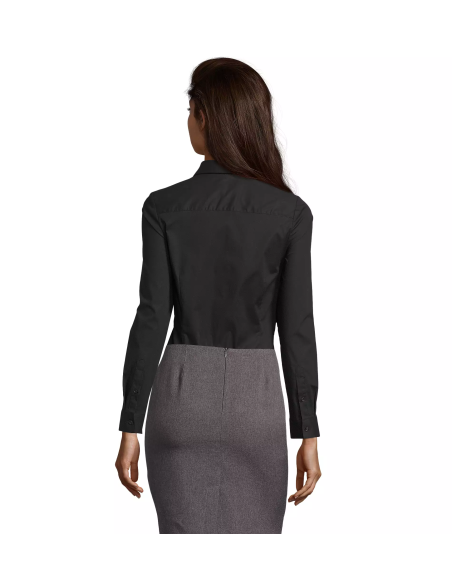Camicia Nera Donna Stretch Senza Taschino Modello BLAKE WOMAN | SOL’S – Elegante e Comoda per Cameriere