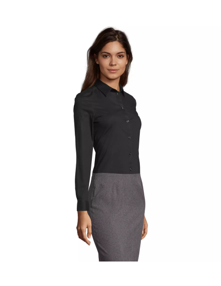 Camicia Nera Donna Stretch Senza Taschino Modello BLAKE WOMAN | SOL’S – Elegante e Comoda per Cameriere
