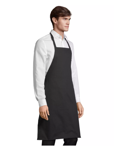 Grembiule da Cuoco Nero con Pettorina 100%...