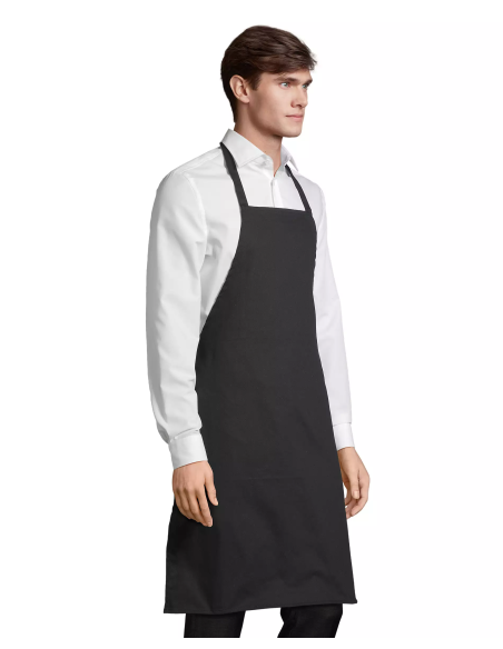 Grembiule da Cuoco Nero con Pettorina 100% Cotone Twill 180 g/m² 65x90 cm | Modello GLASGOW SOL’S
