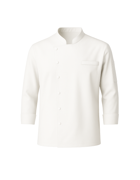 Giacca da Cuoco Bianca a Manica Lunga con Clip | 100% Cotone 190g | RISTOHOUSE