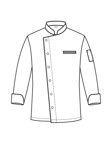 Giacca da Cuoco Nera a Manica Lunga con Clip |...