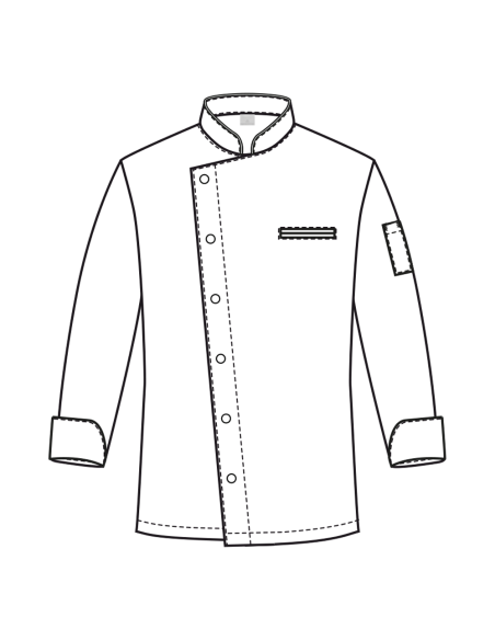 Giacca da Cuoco Nera a Manica Lunga con Clip | 100% Cotone 190g | RISTOHOUSE