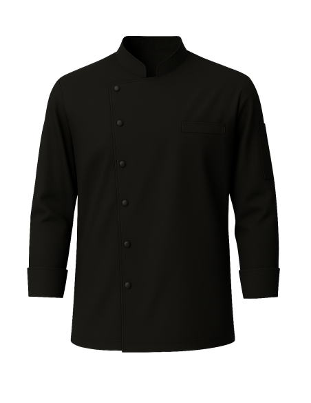 Giacca da Cuoco Nera a Manica Lunga con Clip | 100% Cotone 190g | RISTOHOUSE