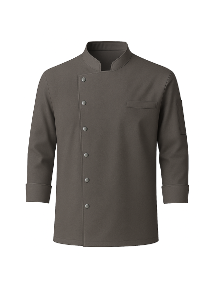 Giacca da Cuoco Tortora a Manica Lunga con Clip | 100% Cotone 190g | RISTOHOUSE