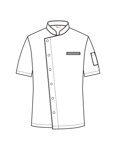 Giacca da Cuoco Tortora a Manica Corta con Clip...