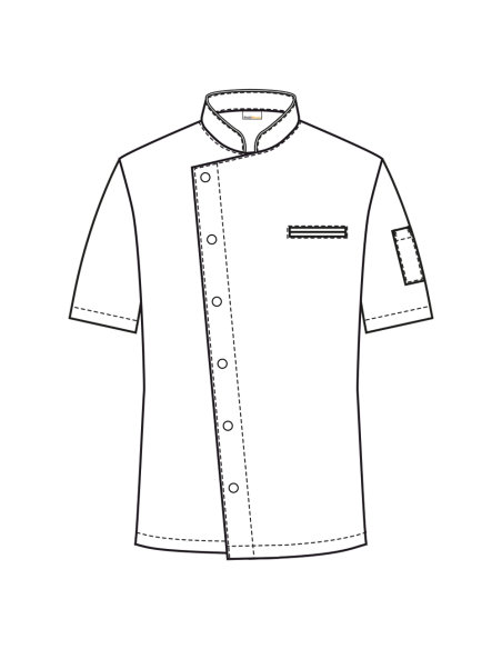 Giacca da Cuoco Tortora a Manica Corta con Clip | 100% Cotone 190g | RISTOHOUSE