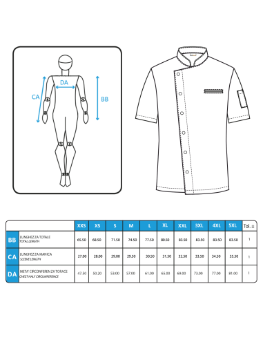Giacca da Cuoco Tortora a Manica Corta con Clip...