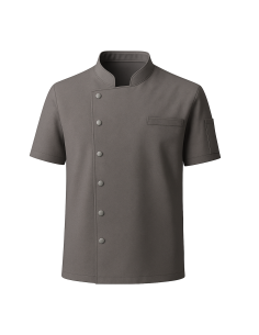 Giacca da Cuoco Tortora a Manica Corta con Clip | 100% Cotone 190g | RISTOHOUSE