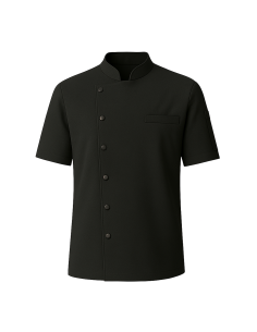 Giacca da Cuoco Nera a Manica Corta con Clip | 100% Cotone 190g | RISTOHOUSE
