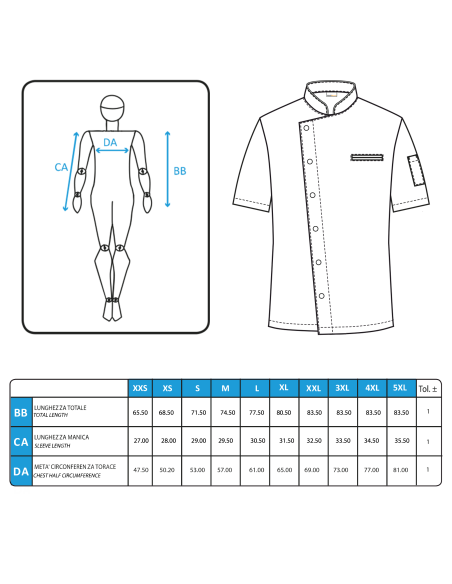 Giacca da Cuoco Bianca a Manica Corta con Clip | 100% Cotone 190g | RISTOHOUSE