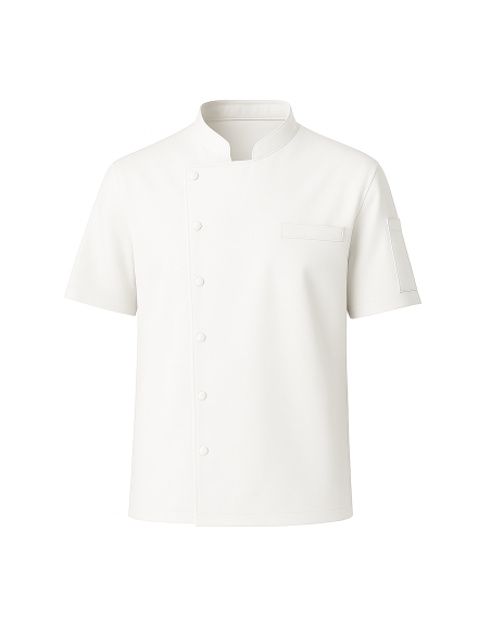 Giacca da Cuoco Bianca a Manica Corta con Clip | 100% Cotone 190g | RISTOHOUSE