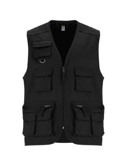 Gilet Multitasche Estivo Nero Leggero | Poliestere e Cotone 200 g/m²
