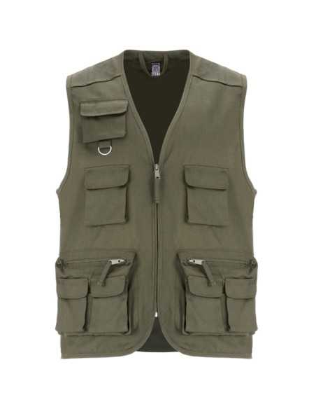Gilet Multitasche Estivo Verde Militare Leggero | Poliestere e Cotone 200 g/m²