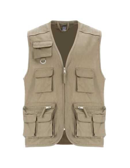 Gilet Multitasche Estivo Kaki Leggero | Poliestere e Cotone 200 g/m²