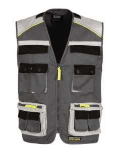 Gilet da Lavoro Work Team Grigio | Tecnico Leggero con...